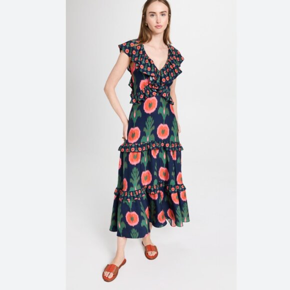 Figue Valerie Silk Dress in Hanging Flower Midnight Navy 4 - Picture 1 of 8